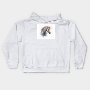 Unicorn Watercolour Painting Kids Hoodie